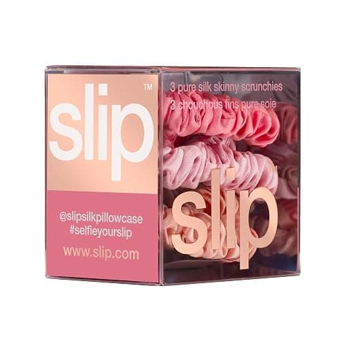 SLIP Amazon Exclusive Skinny Scrunchies: Anti-Crease, Anti-Breakage Slipsilk™ Design Protects Delicate Hair | Includes 3 Pure Silk Scrunchies, Sherbet thumbnail 3