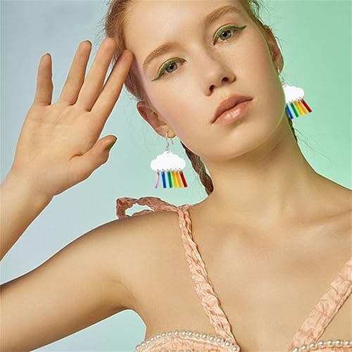 ONLYJUMP Cute Clouds Lightning Bolt Earrings for Women Creative Acrylic Transparent Earrings Lovely Clouds Rainbow Lightning Raindrop Earrings Cartoon Sweet Funny Earrings thumbnail 4