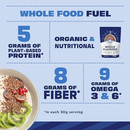 Manitoba Harvest Whole Organic Flaxseed, 5g Plant Based Protein and 9g Omegas 3 & 6 per 30g Serving - Perfect for Smoothies, Yogurt & Cereal - Non-GMO, Organic, Vegan, 10oz (Pack of 1) thumbnail 3