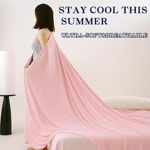DOWNCOOL Cooling Blanket Queen Size, Pink Summer Blanket for Hot Sleeper and Night Sweats, Lightweight Soft Q-Max>0.4 Arc-Chill Cool Blanket thumbnail 7