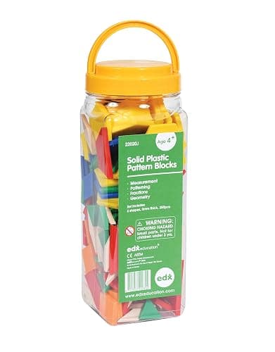 edxeducation Plastic Pattern Blocks | Set of 250 | Math Manipulative for Fractions, Symmetry, Patterning and Creativity | Math Supplies for Classroom thumbnail 9