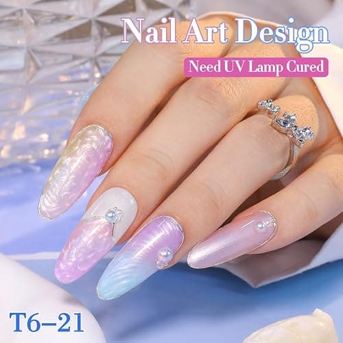 Double Rhythm 6 Pcs 15 ML Gel Polish Set Same Color Same Bottle Soak Off Gel Polish Kit Nail Art Manicure Salon DIY at Home for Women (Pearl Pink White Green Blue Purple-T6-21) thumbnail 8