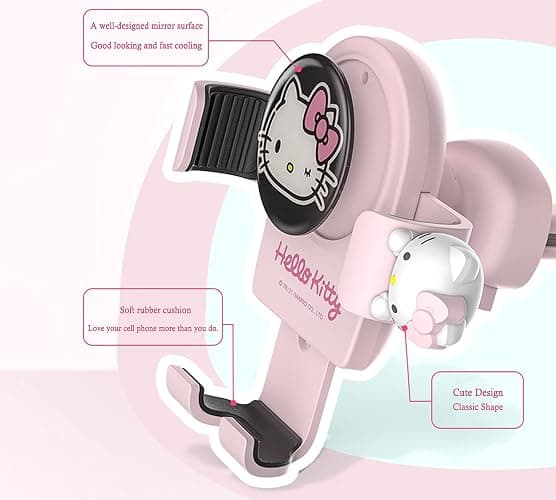 WIEEZN Cute Phone Mount for Car, Pink Cat Air Vent Clip Car Phone Holder Mount Fit for All Cell Phone, Pretty Car Accessories for Women and Girls thumbnail 5