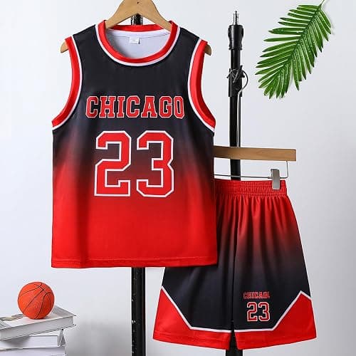 Basketball Jerseys 23# for Kids Youth Sports T-Shirt Jersey Boys Girls Gradient Basketball Uniform Set 6-16Years thumbnail 2