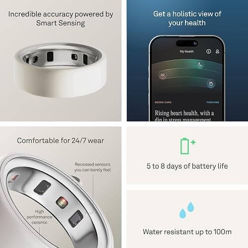 Oura Ring 4 - Ceramic Cloud - Size 4 - Smart Ring, Sleep, Activity, Women’s Health, AI Advisor, Up to 8 Days of Battery Life, Size Before You Buy, Android & iOS Compatible thumbnail 5