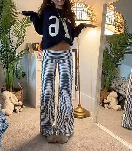 Pivanzore Fold Over Yoga Pants for Women Low Rise Wide Leg Leggings Sweatpants Y2k Cozy Stretchy Foldover Lounge Pants thumbnail 3