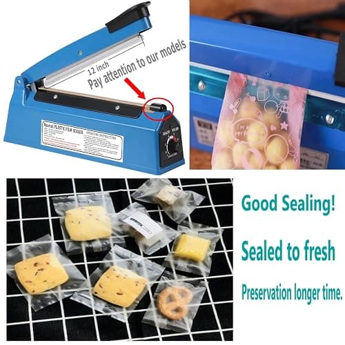 Impulse Heat Sealer Manual Bags Sealer Heat Sealing Machine 12 Inch Impulse Sealer Machine for Plastic Bags PE PP Bags with Extra Replace Element Grip thumbnail 4