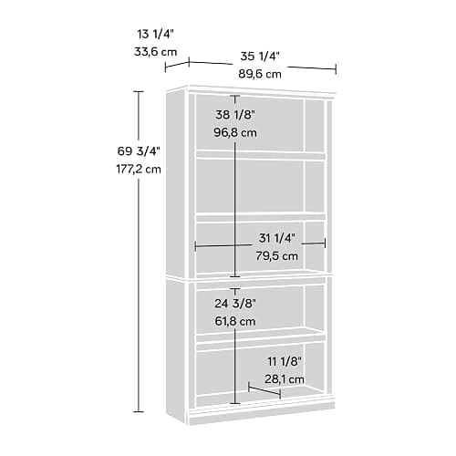 Sauder 5 Tier Book Shelf Wooden Bookcase Multipurpose Bookshelf for Home Office, Living Room, in Grand Walnut thumbnail 3