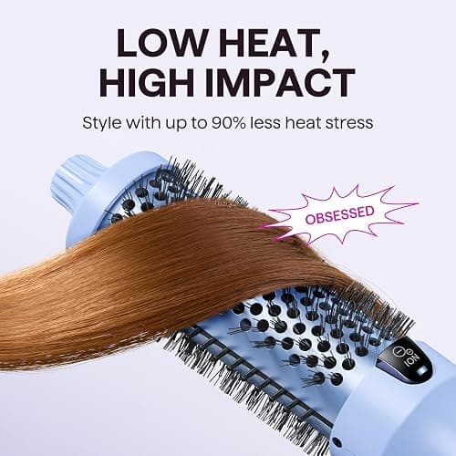 Wavytalk Thermal Brush Blowout Boost 1.5″ Heat Round Brush for Blowout Look | Negative Ion Technology, Tourmaline Ceramic, 5 Temperature Settings Dual Voltage, Less Damage, Blue thumbnail 6