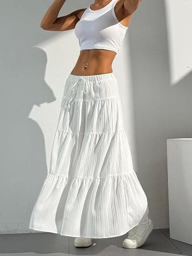 Verdusa Women's Boho Skirt Flowy Flared Ruffle Summer Long Maxi Skirts Going Out Outfits thumbnail 4