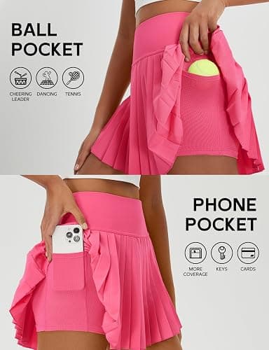 baleaf Frauen Plissee Tennis Röcke Athletische Golf Skorts Röcke mit Shorts Taschen für Laufen Workout Sport Tennisrock Tasche thumbnail 5
