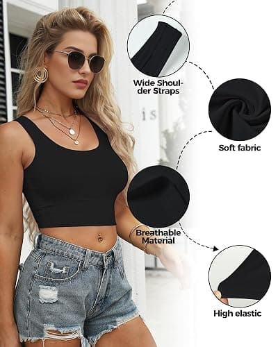 2-3Pcs Tank Tops for Women, U Neck Sleeveless Crop Tops, Basic Cropped Racerback Going Out Tops Athletic Sports Shirts thumbnail 3