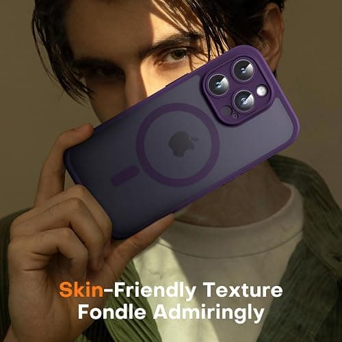 TOCOL Magnetic for iPhone 14 Pro Case 6.1-Inch, Fit for MagSafe, Upgraded [Full Camera Protection], [14FT Military Grade Drop Tested] Shockproof Translucent Matte Back Cover (Midnight Purple) thumbnail 6