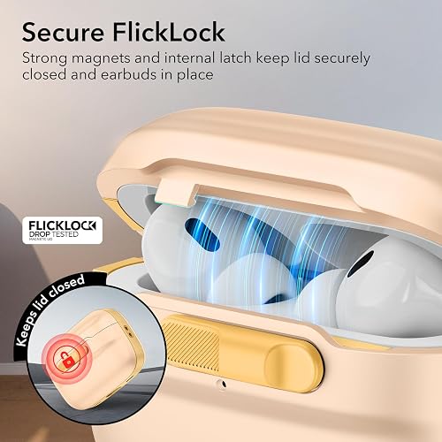 ESR for AirPods Pro Case (2023/2022/2019, 2nd/1st Gen), Compatible with Airpods Pro 2 (USB-C/Lightning Cable), MagSafe Ready, Magnetic Lid Lock, Full Drop Protection Cover with Lanyard, Yellow thumbnail 3