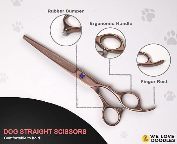 Dog Grooming Scissors Kit - Best Tools for Goldendoodles, Poodles & Doodles - Straight, Curved & Thinning Shears - Golden Doodle Grooming Kit - Professional Grade Steel, 4 Pc Set [We Love Doodles] thumbnail 6