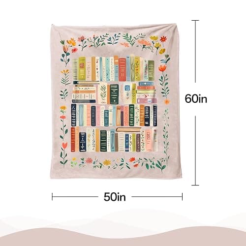Mahrokh Book Lovers Gifts, Reading Blanket for Readers, Bookish Book Club Reading Librarian Gifts Blanket 60"x50" (Pink) thumbnail 3
