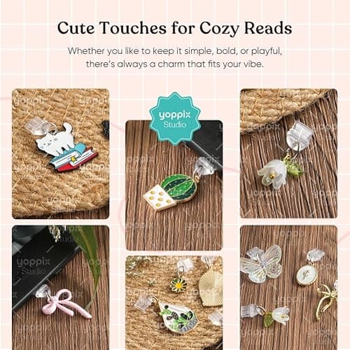 YOPPIX 9PCS Charms for Kindle, Dust Plug Charm Compatible with Type C Charging Port, Gift for Book Lover Readers Men Women Teachers Students, Accessories for Kindle thumbnail 6