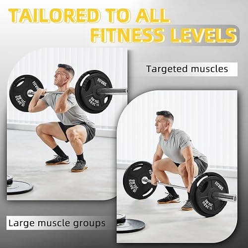 Fitvids Standard Cast Iron 1-Inch Weight Plates for Strength Training & Weightlifting, 35LB/70LB/120LB thumbnail 2