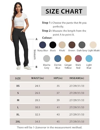 VIMPEP Women’s Stretchy Yoga Dress Pants High Rise Straight Leg with Pockets Casual Petite/Regular 1202 thumbnail 7