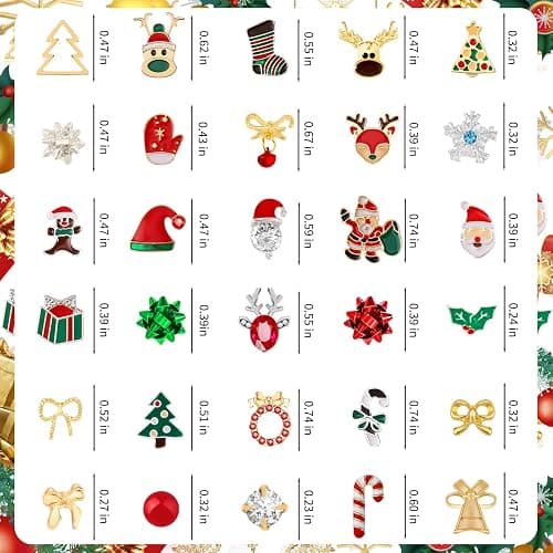 Gushu 30 Pairs Christmas Earrings for Women, Xmas Gifts Holiday Cute Stud Earrings Hypoallergenic Christmas Tree Snowflake Bow Snowman Stocking Santa Claus Elk Stud Festive Party Jewelry Gifts thumbnail 2