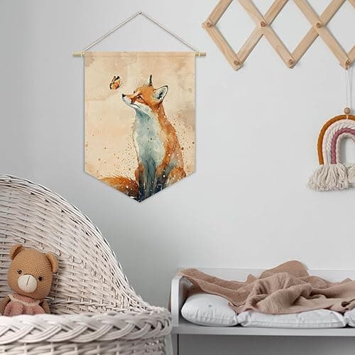 XYDEG Woodland Nursery Decor,Fox Fall Decor Canvas Banner,Kids Room Decor,Canvas Banner For Kids room,Canvas Hanging Pennant Flag Banner For Bedroom Classroom,Gift For Fox Lover - Fox thumbnail 7