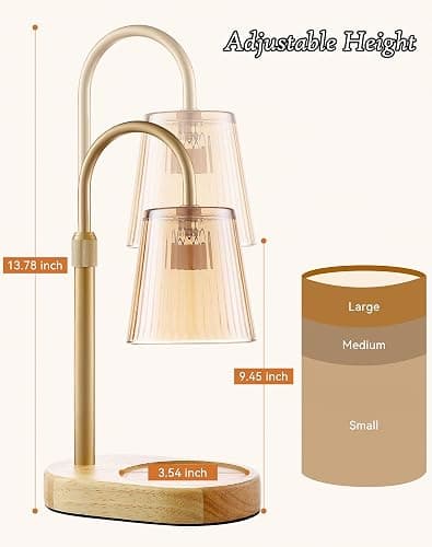 Adjustable Candle Warmer Lamp with Timer - Electric Light Wax Warming Dimmable Flameless Top Melter Heater Melting Heating Height Small Jar Candles Gifts Women Mom Birthday Home Desk Modern Decor thumbnail 2