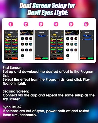 Devil Eyes Light for Windshield: 23.4"x4.7" Programmable LED Signs with APP & Remote Control - 5V USB Digital Lighting Display, LED Eyes for Cars, SUVs & Trucks (1 Pcs) thumbnail 6