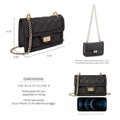SG SUGU Small Quilted Crossbody Bag, Trendy Designer Mini Shoulder Bag, Phone Wallet Purse for Women - Black thumbnail 3