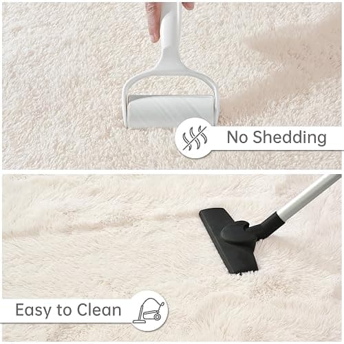 Goideal Fluffy Rug for Bedroom Living Room, 4x6 Cream White Area Rugs, Faux Fur Shag Modern Carpet Ultra Soft Girls Boys Room Home Decor, Solid thumbnail 7