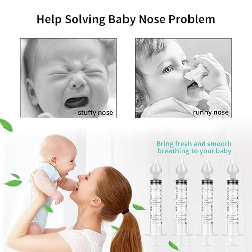 Baby Nasal Aspirator, 10ml Syringe Nasal Irrigator, Reusable Silicone Nasal Suction Tip, Nasal Syringe for Baby, Nose Cleaner Rinsing Device (2PCS) thumbnail 3