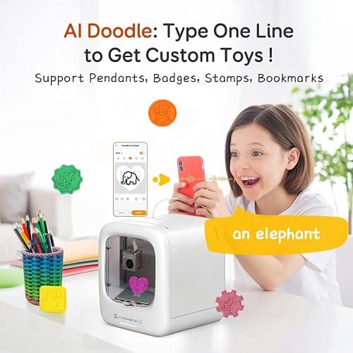 AOSEED AI-Powered 3D Printer for Kids, 3D Printer with 8 PLA Filament Set, AI Design App, Huge Toy Library, Up to 400mm/s Faster Speed, W/ 16+ Mini 3D Design Module, App Control, X-Maker Joy AI+ thumbnail 3
