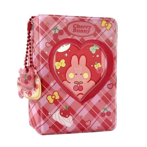 3 Inch Photocard Album Mini Photo Album, Love Heart Hollow Photocard Id Holder 40 Pockets With Bear Pendant - Image 1