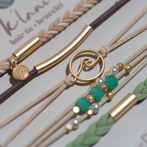 K'lani Reflect Hair Tie Bracelets - Elastic Ponytail Holder - Medium | Doubles as stylish jewelry; strong-hold ponytail holder; gift for birthdays, Mother's Day & graduation; set of 5 thumbnail 2