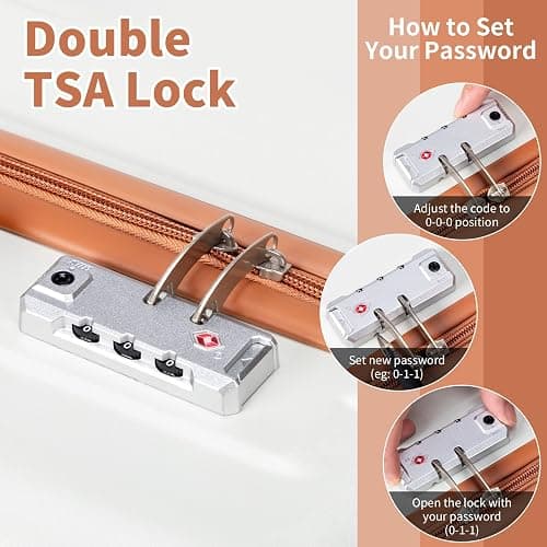 Karl home Luggage Sets 3 Piece, ABS Hardside Suitcase Set with Double Spinner Wheels & TSA Lock for Travel Business, 3-Piece Set (20/24/28), White & Brown thumbnail 4