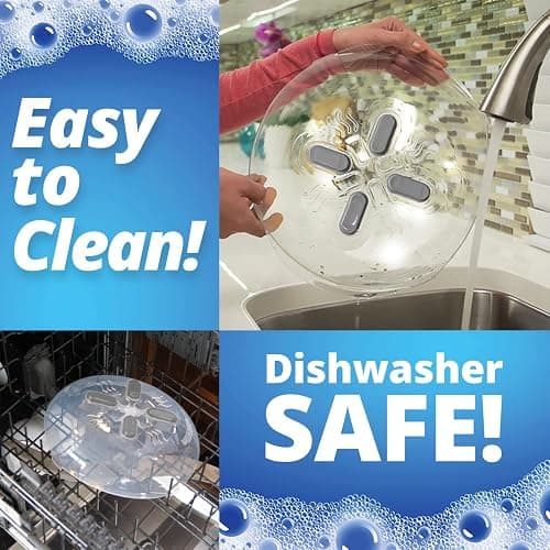 HOVER COVER Magnetic Splatter Cover, 12-Inch Clear BPA-Free Food Lid, Vented Plate Guard with Steam Vents, Anti-Splash Microwave Lid, Dishwasher Safe, Space-Saving Magnetic Storage - Gray thumbnail 8