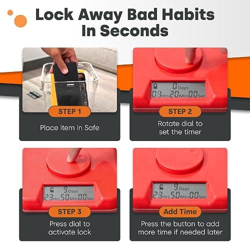 ﻿﻿﻿K-Safe Time Locking Container (Medium), Timed Lock Box for Cell Phones, Snacks, and Other Unwanted Temptations (White Lid + White Base, with Access Port) thumbnail 5