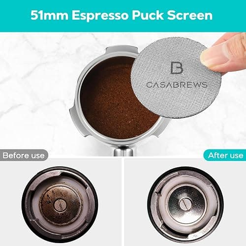 CASABREWS 51mm Bottomless Portafilter with Puck Screen & Filter Basket, 3 Ears Espresso Handle for CM5418 & 3700Essential thumbnail 4