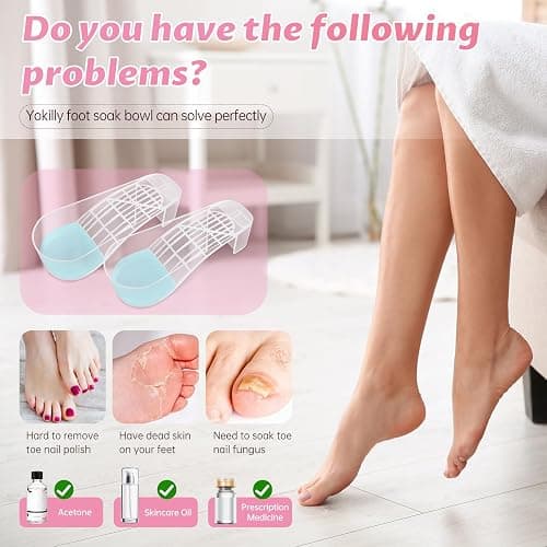 Yokilly Toe Nail Soaking Bowl, 2 PCS Toenails Soak Off Bowl, Shoe Design Foot Bath Soak Tub Bowl, Acetone Proof Pedicure Foot Spa Nail Soaker Bowl for Soak Off Dip Powder Gel Polish Remover (Clear) thumbnail 3