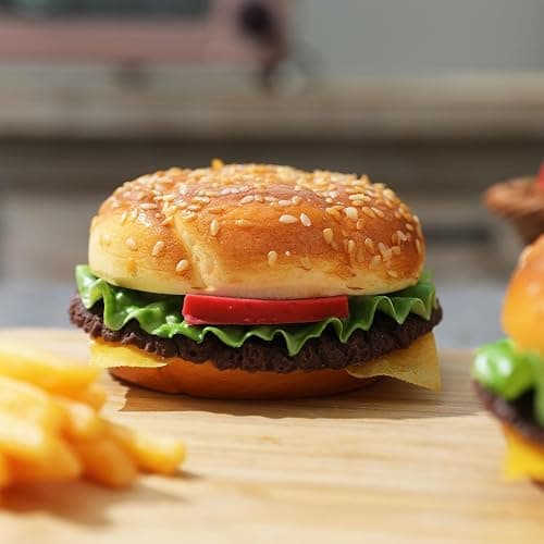 Joeabor Artificial Hamburger Round 2 Pack Realistic Fake Food for Display Faux Burger for Decoration Fake Food Props thumbnail 9