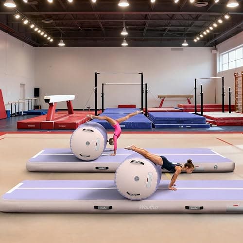 Wauffua Inflatable Gymnastics Mat with Tumbling Air Barrel Roller for Home | 10/13 ft Tumble Track, 3.3 ft x 2 ft Octagon Mat for Gym, Without Pump thumbnail 4