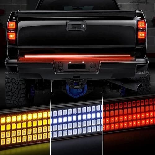 Amexmart 60 Inch Tailgate Light Bar Quad Row LED Tail Light Strip with Running Brake Reverse & Left Right Turn Signal - Flexible Strip - 60" Quad Row - Image 1