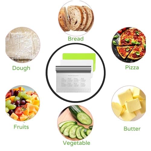 Boorika Bench Scraper Kitchen Tool, Dough Cutter and Scraper, Stainless Steel with Handle and Measuring Scale for Pizza Pastry Bread Baking & Griddle thumbnail 7