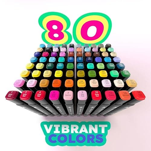 ZENO 80 Alcohol Markers Dual Tip – Brush & Fine Tip Markers for Adult Coloring Books, for Art, Drawing & Illustration, No Bleed Coloring Set with Case for Adults & Kids thumbnail 4