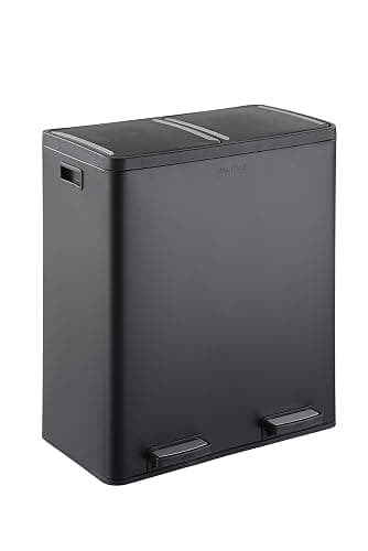 The Step N' Sort 18.5 Gallon Extra Large Capacity, Soft-Step, Dual Trash and Recycling Bin with Removable Inner Bins Black (900702B) - Black - Image 1