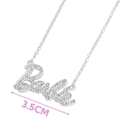 Barbie Crystal Script Logo Necklace (Silver) thumbnail 4