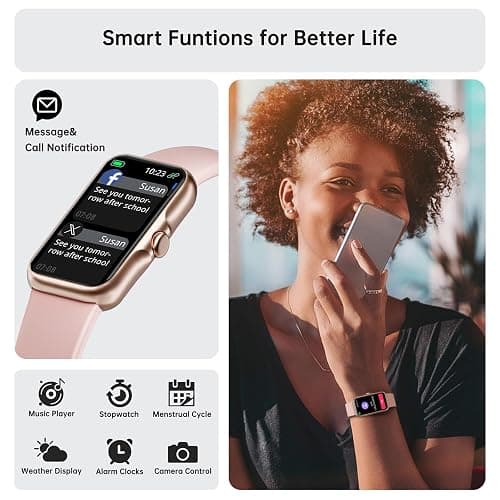 Sunorshop Health Fitness Tracker, Smart Watch with 24/7 Heart Rate and Blood Oxygen Monitor, Sleep Tracker with IP68 Waterproof, Activity Tracker Pedometer Step Counter for Women Men (Pink) thumbnail 3