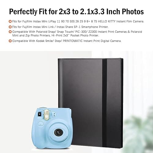 432 Pockets Photo Album for Fujifilm Instax Mini Camera, Polaroid Camera, for Fujifilm Instax Mini 12 11 9 40 99 90 8 7 Evo LiPlay Instant Camera, Polaroid Snap PIC-300 Z2300 Instant Camera (Black) thumbnail 7