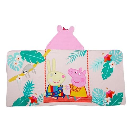 Peppa Pig Bath Pool Beach Soft Cotton Terry Hooded Towel Wrap Poncho, 24 in x 50 in, Large - Image 1