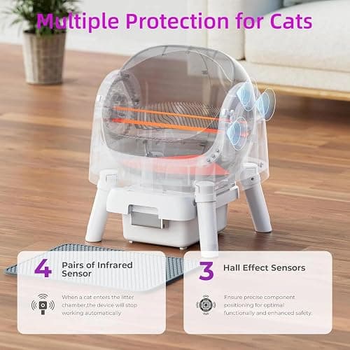 Self Cleaning Cat Litter Box, Open Top Litter Box for Multiple Cats, Automatic Cat Litter Box with Liners and Mat Included, Grey thumbnail 2