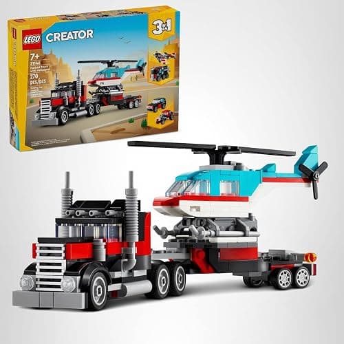 LEGO Creator 3 in 1 Flatbed Truck with Helicopter Toy, Transforms from Flatbed Truck Toy to Propeller Plane to Hot Rod and SUV Cars, Gift Idea for Boys and Girls Ages 7 Years Old and Up, 31146 thumbnail 8